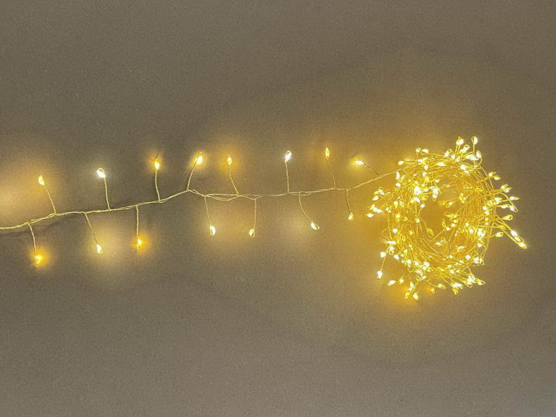 Cluster LED lights, 5m, thin wire, warmwhite+white