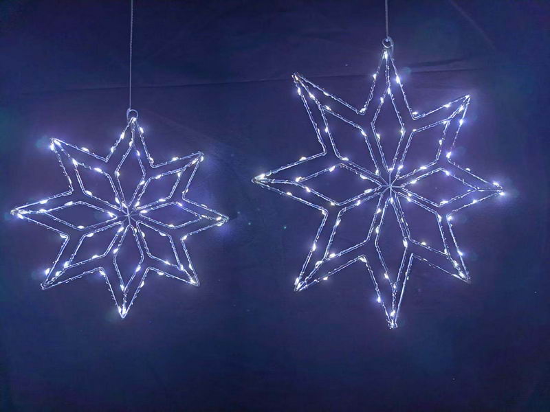Hanging star lights, metal, 64L, 81L (silver)