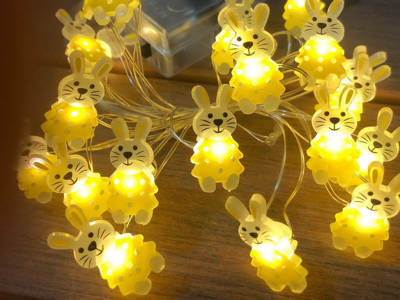 Easter string lights with skirt bunny