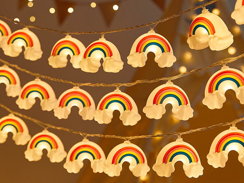 Decorative string lights with rainbow